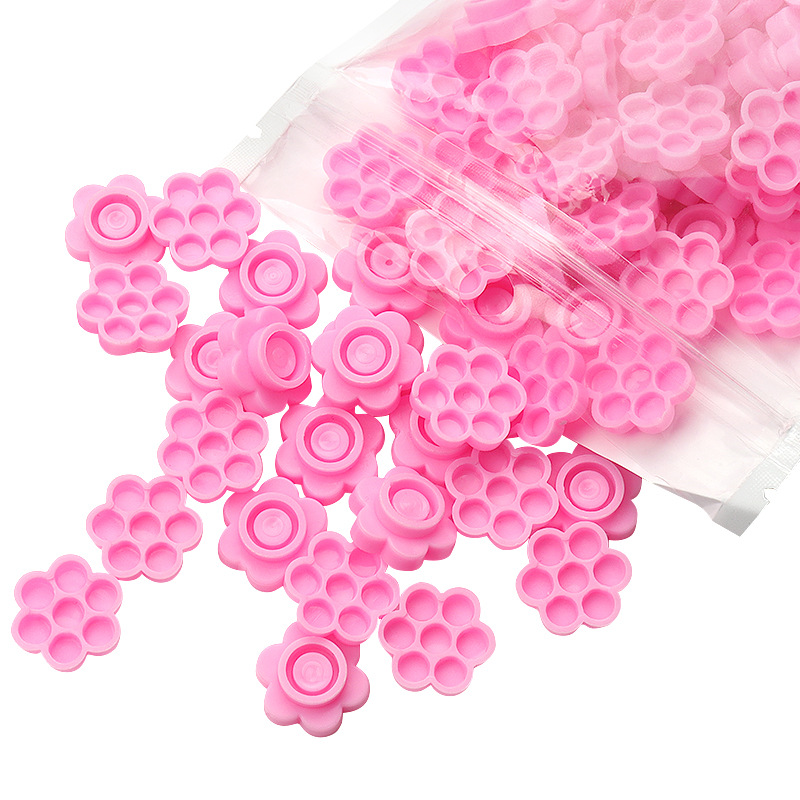 100 Pcs Pink Flower Glue Delay - Eyelash Extension Class 评论和价格