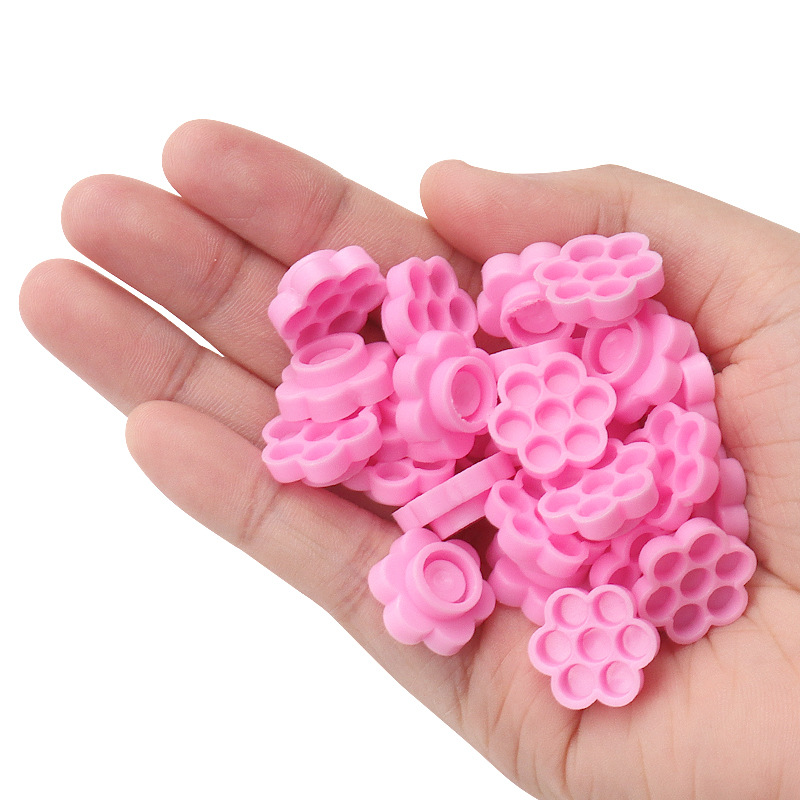 100 Pcs Pink Flower Glue Delay - Eyelash Extension Class 评论和价格