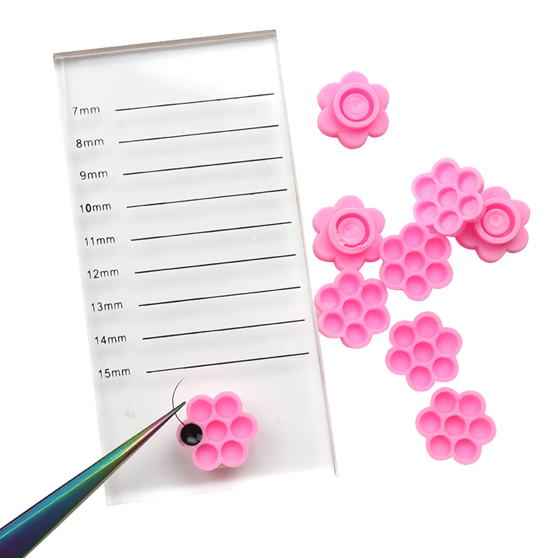 100 Pcs Pink Flower Glue Delay - Eyelash Extension Class 评论和价格