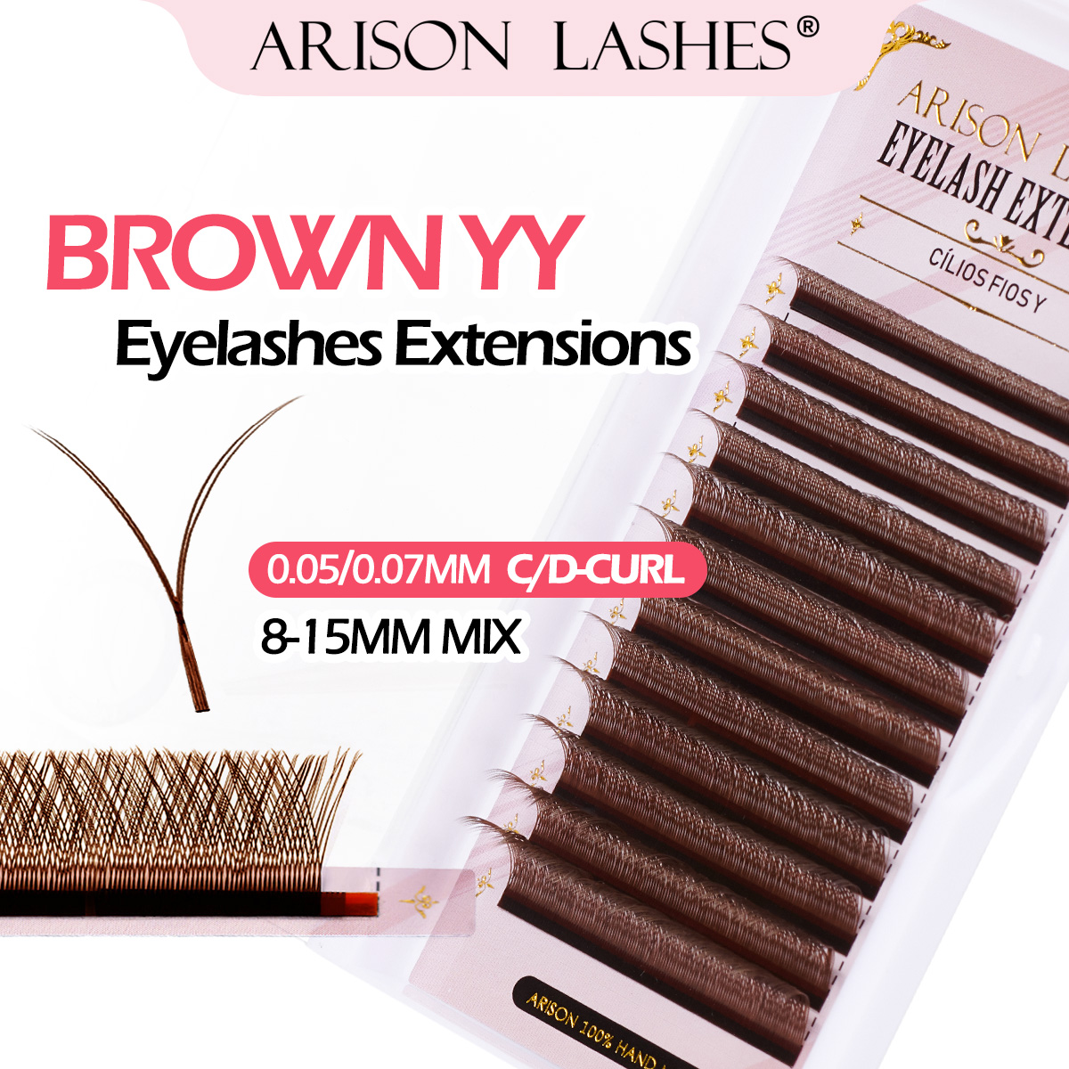ARISON Brown 2D YY Lashes Doub - Eyelash Extension Double Volume 评论和价格